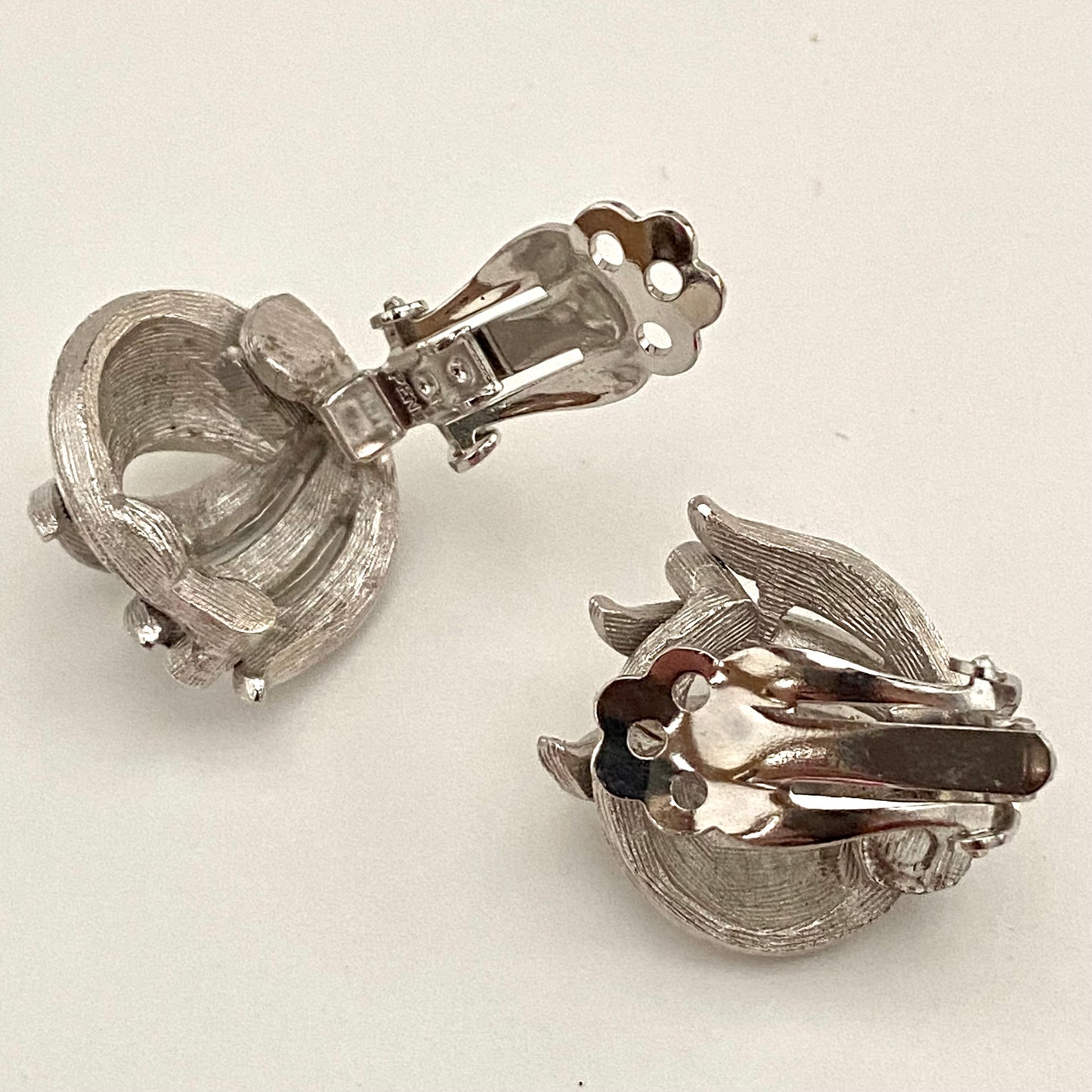 Late 50s/ Early 60s Etched Leaves Clip Earrings