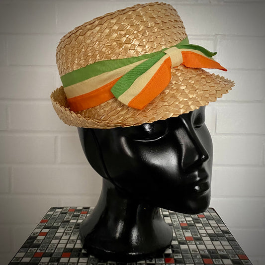 Late 60s/ Early 70's Straw Boater Hat