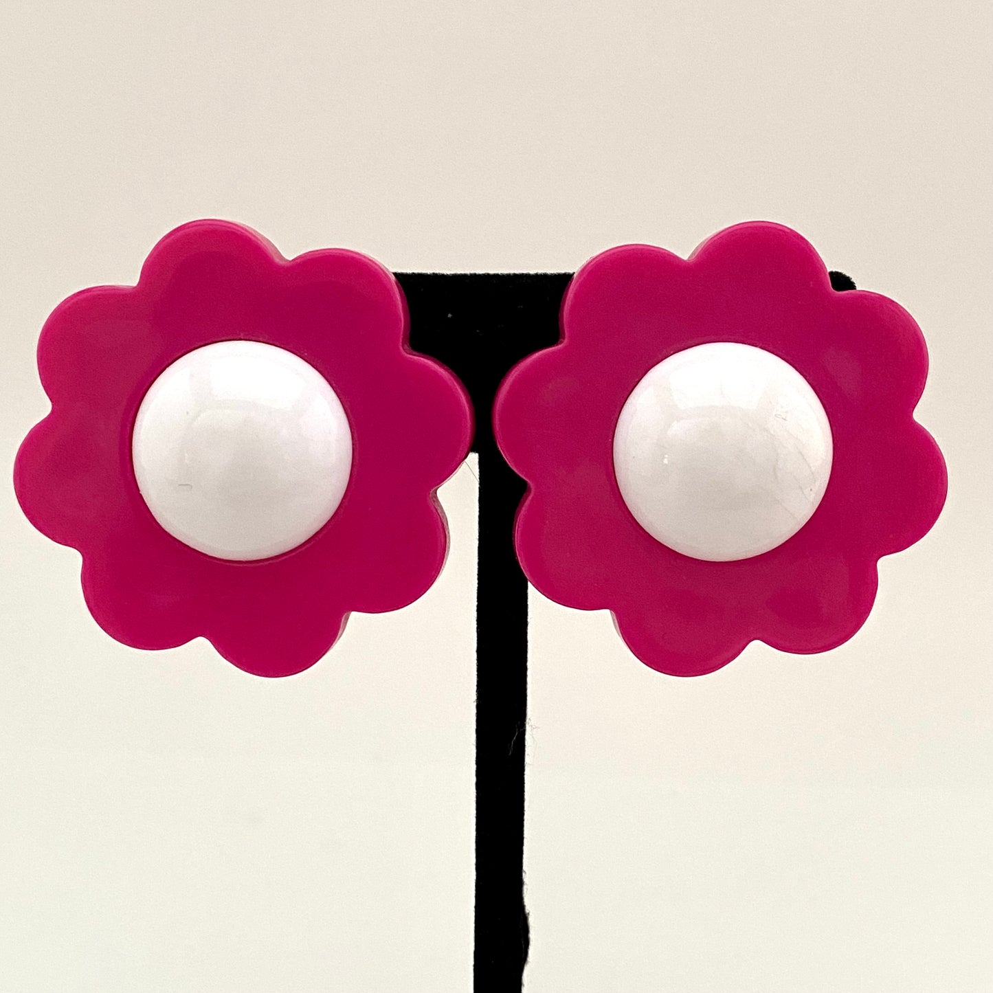 Late 60s/ Early 70s Large Flower Clip Earrings