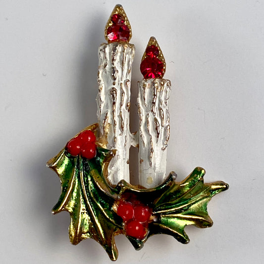 1960s/1970s Vintage Holiday Candle Brooch