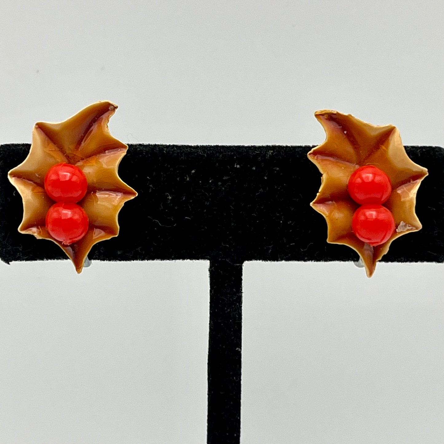 Late 50s/ Early 60s Holly Earrings