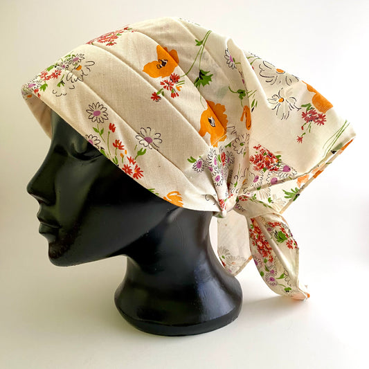 1970s Flowered Head Scarf