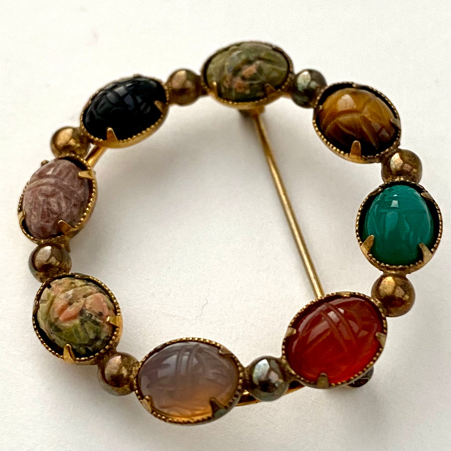 1960s Bal-Ron, 12K G.F. Scarab Circle Pin