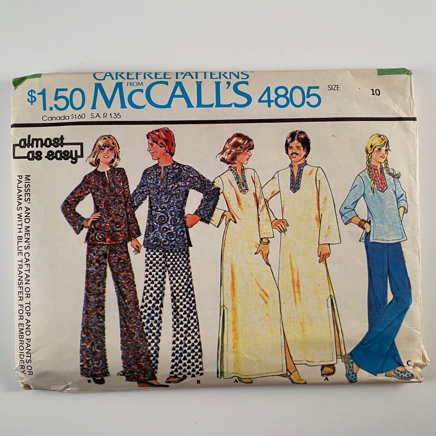 1970s McCall's Misses' & Men's Caftan/Separates Pattern 4805