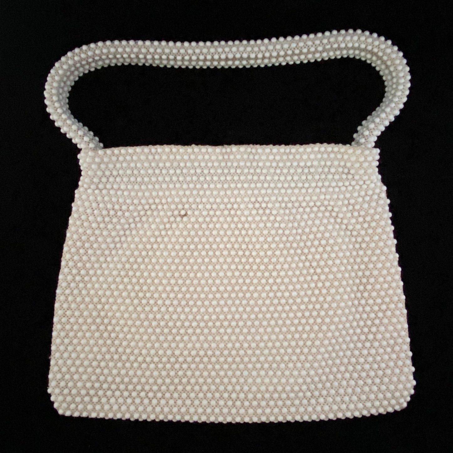 1960s No Label Ivory Bead Handbag - Retro Kandy Vintage