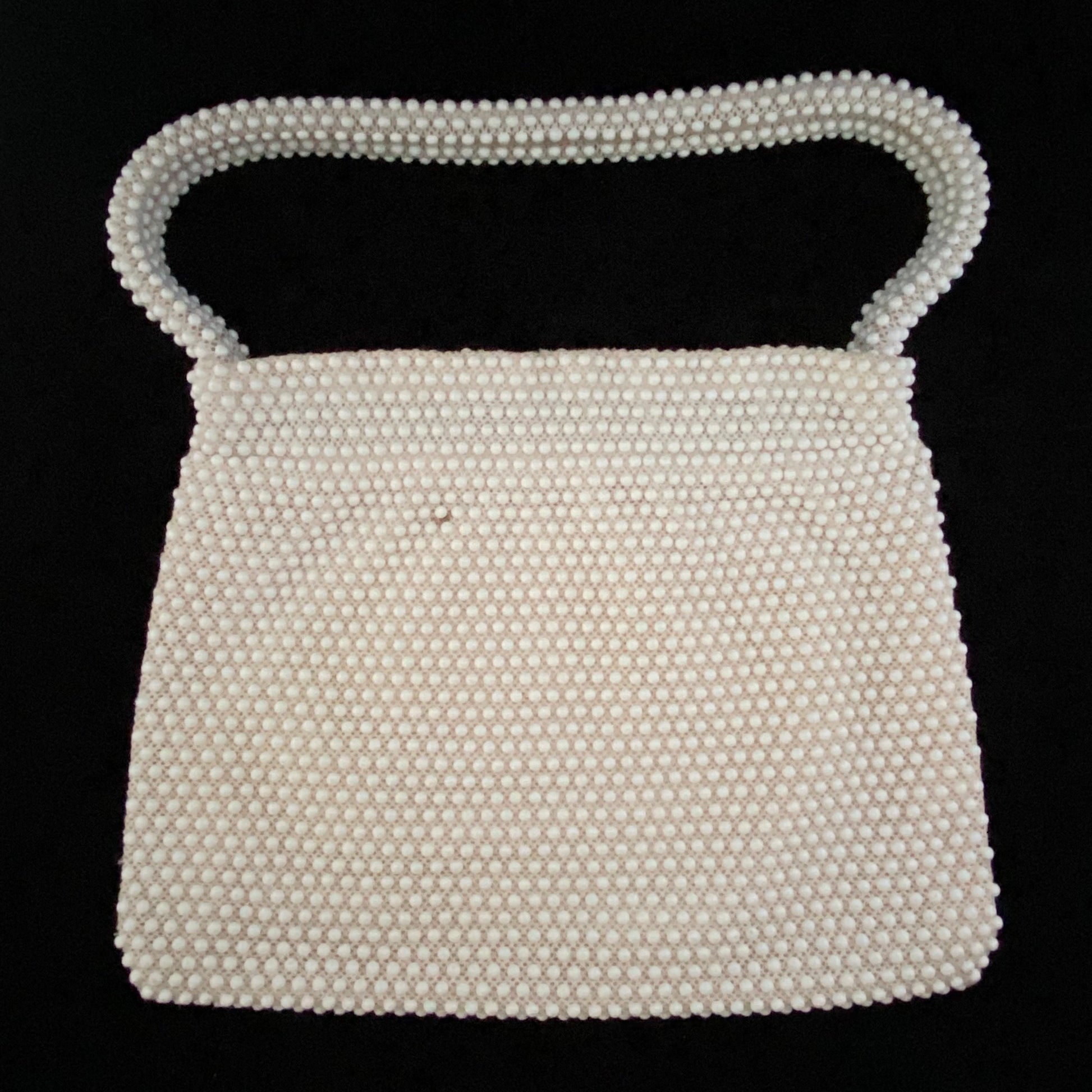 1960s No Label Ivory Bead Handbag - Retro Kandy Vintage