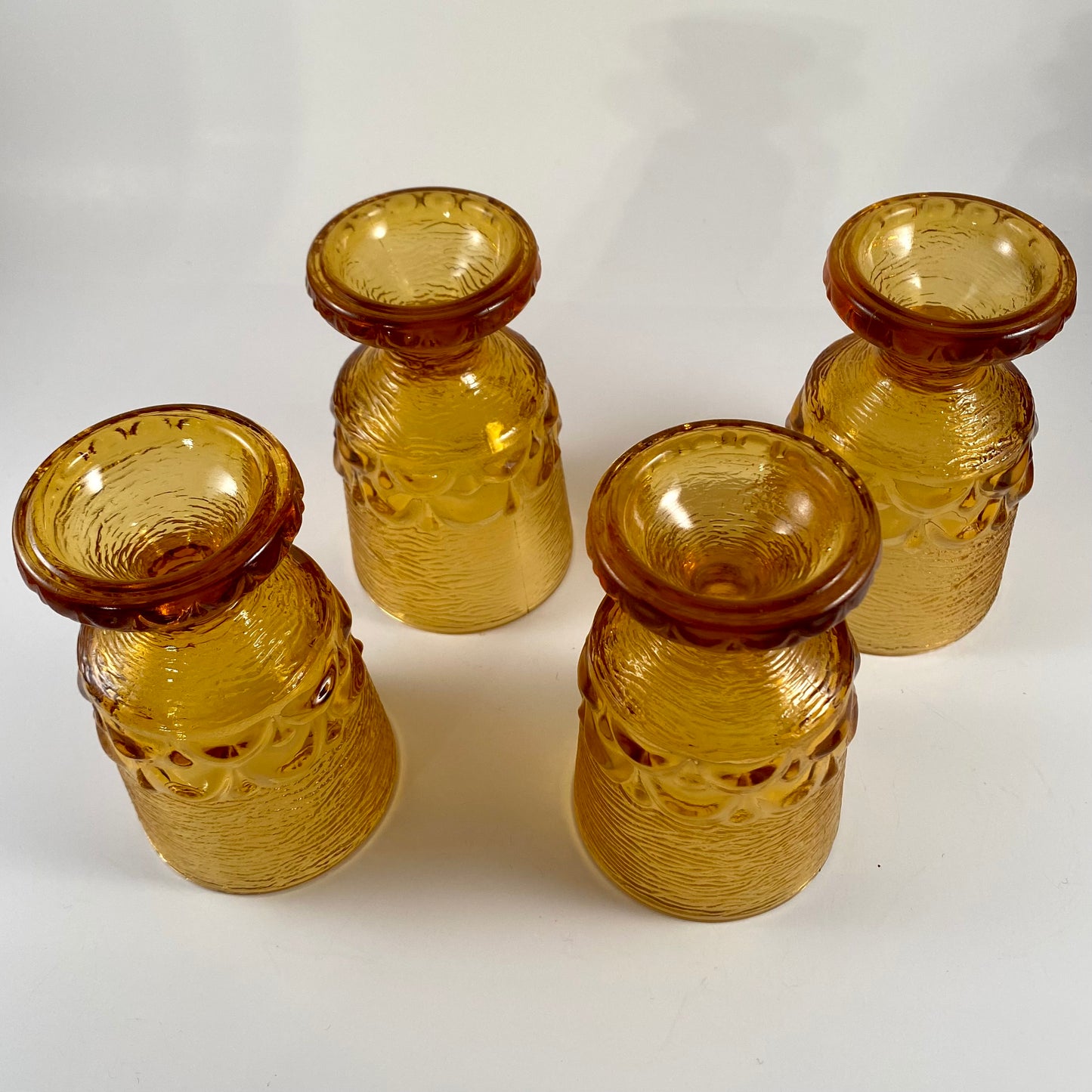 1970s Honey Amber Wine/Water Glass Set (4 Pieces)