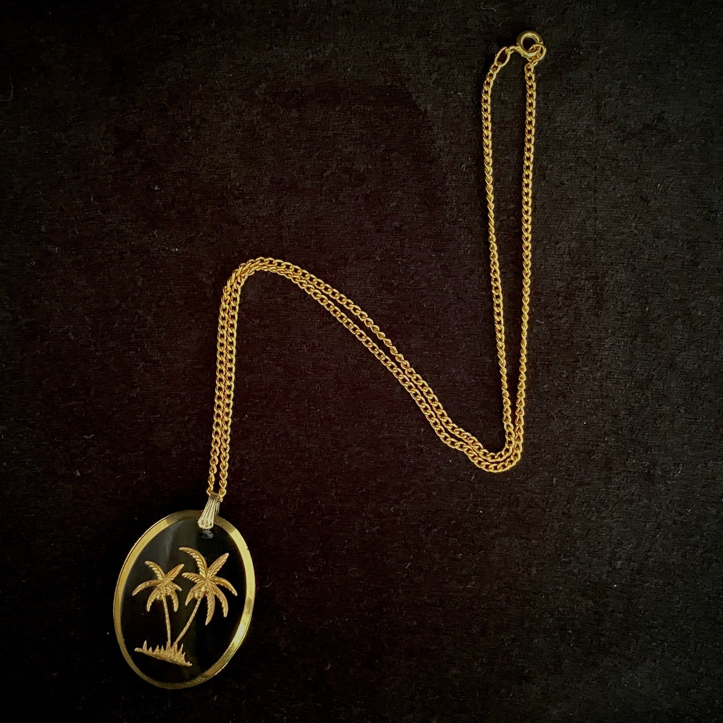 70s/80s Palm Tree Pendant Necklace
