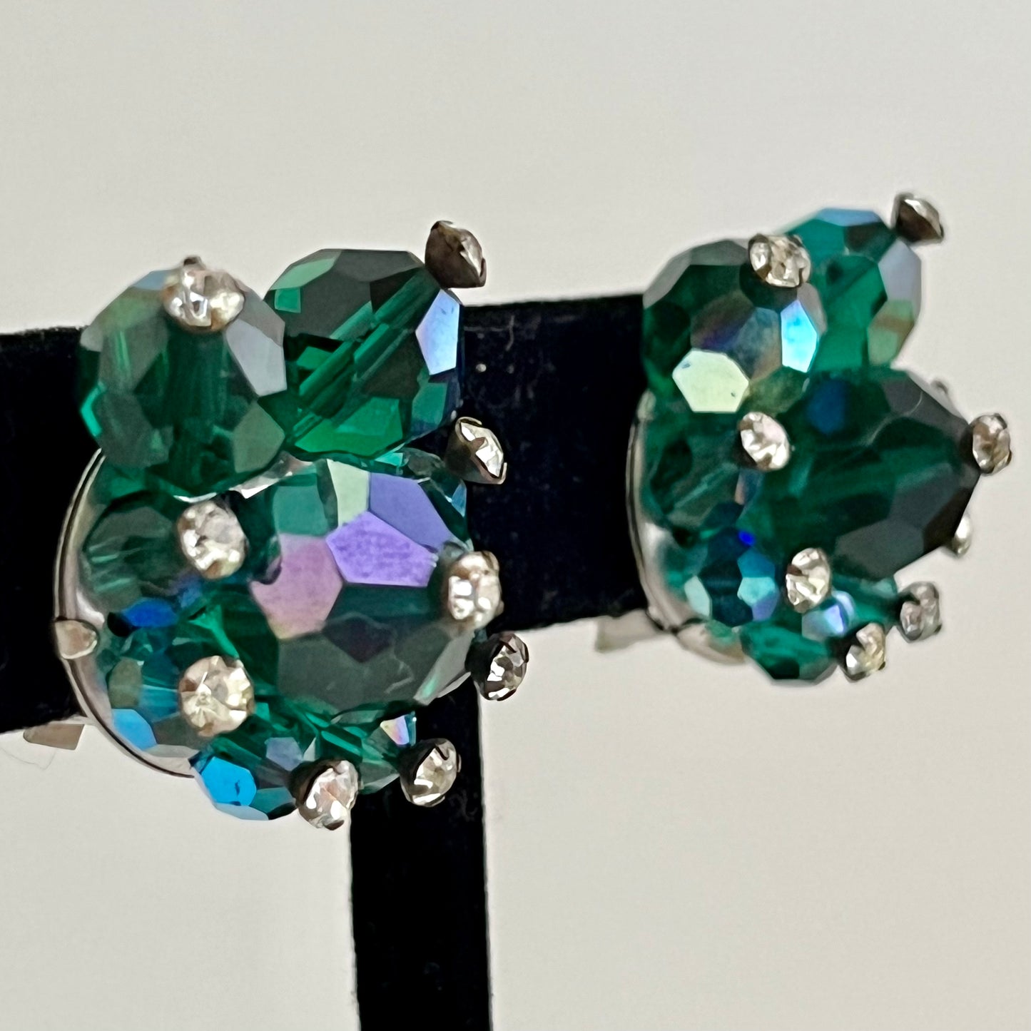 Late 50s/ Early 60s Aurora Borealis Rhinestone Earrings