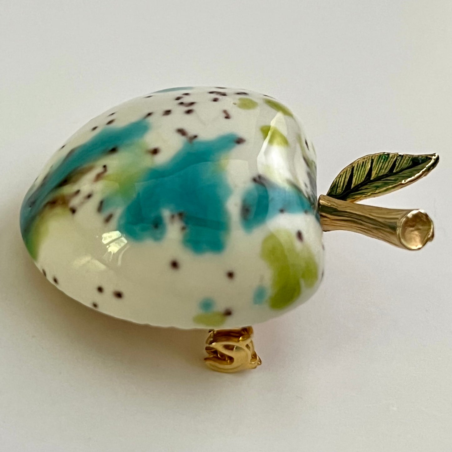 1960s Rene Ceramic Apple Brooch