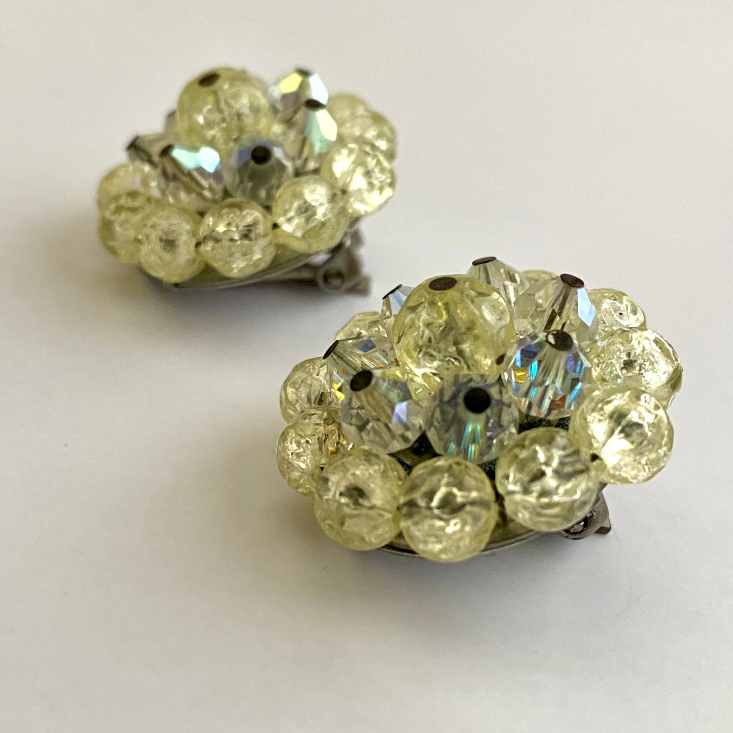 1950s Laguna Crystal & Crackle Bead Earrings