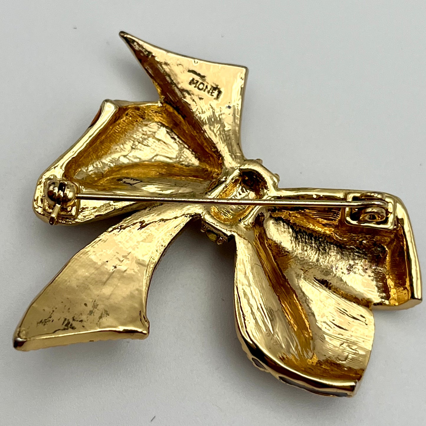 1990s Monet Enamel & Rhinestone Bow Brooch