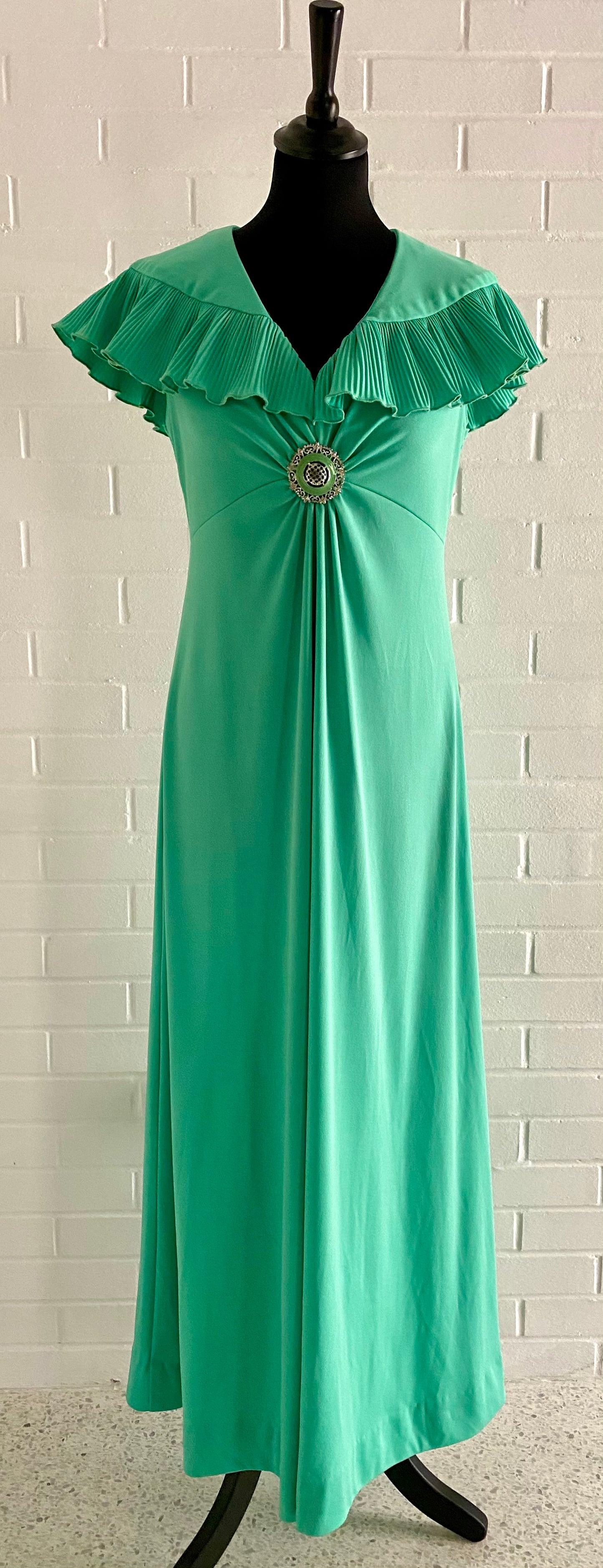 1960s Mermaid Green Maxi Dress