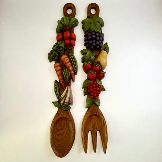 1970s Syroco Fork & Spoon Wall Plaques