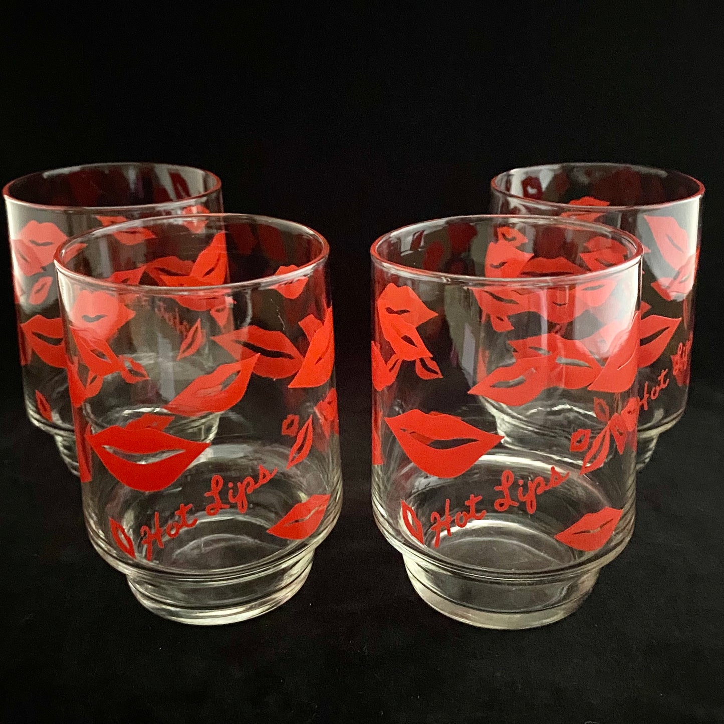 1980s Hot Lips Water Glasses, Set of 4