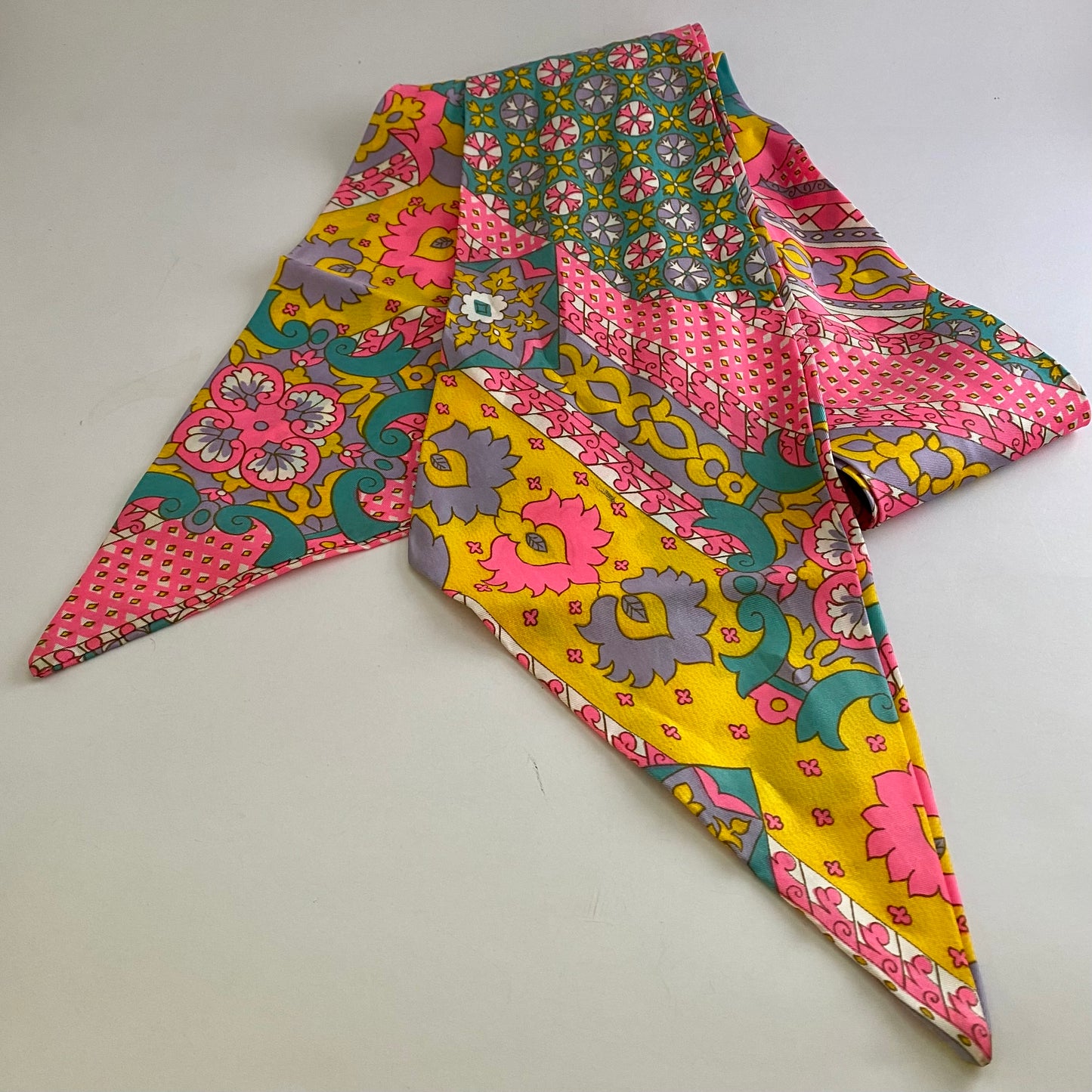 1960s Psychedelic Paisley Turban/ Head Scarf With Matching Scarf