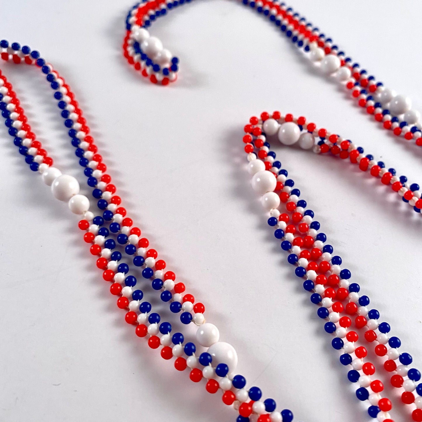 Late 60s/ Early 70s Red, White & Blue Bead Necklace