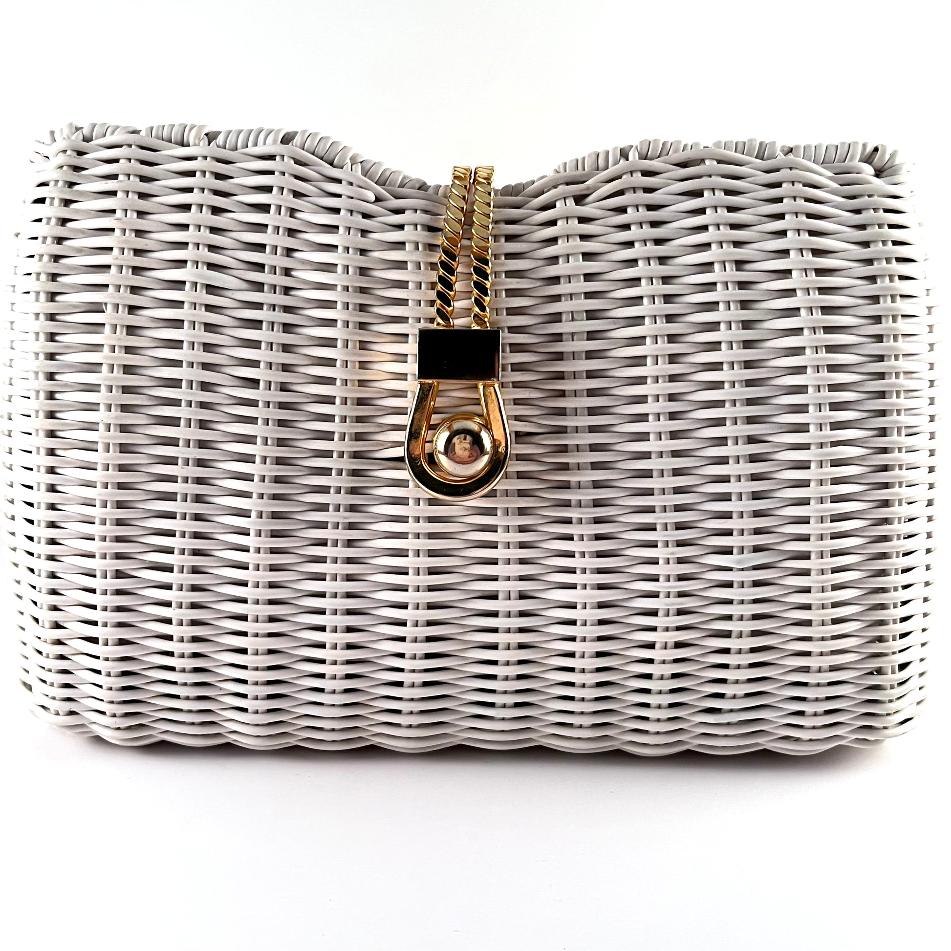 Late 80s Early 90s White Wicker Purse Retro Kandy Vintage