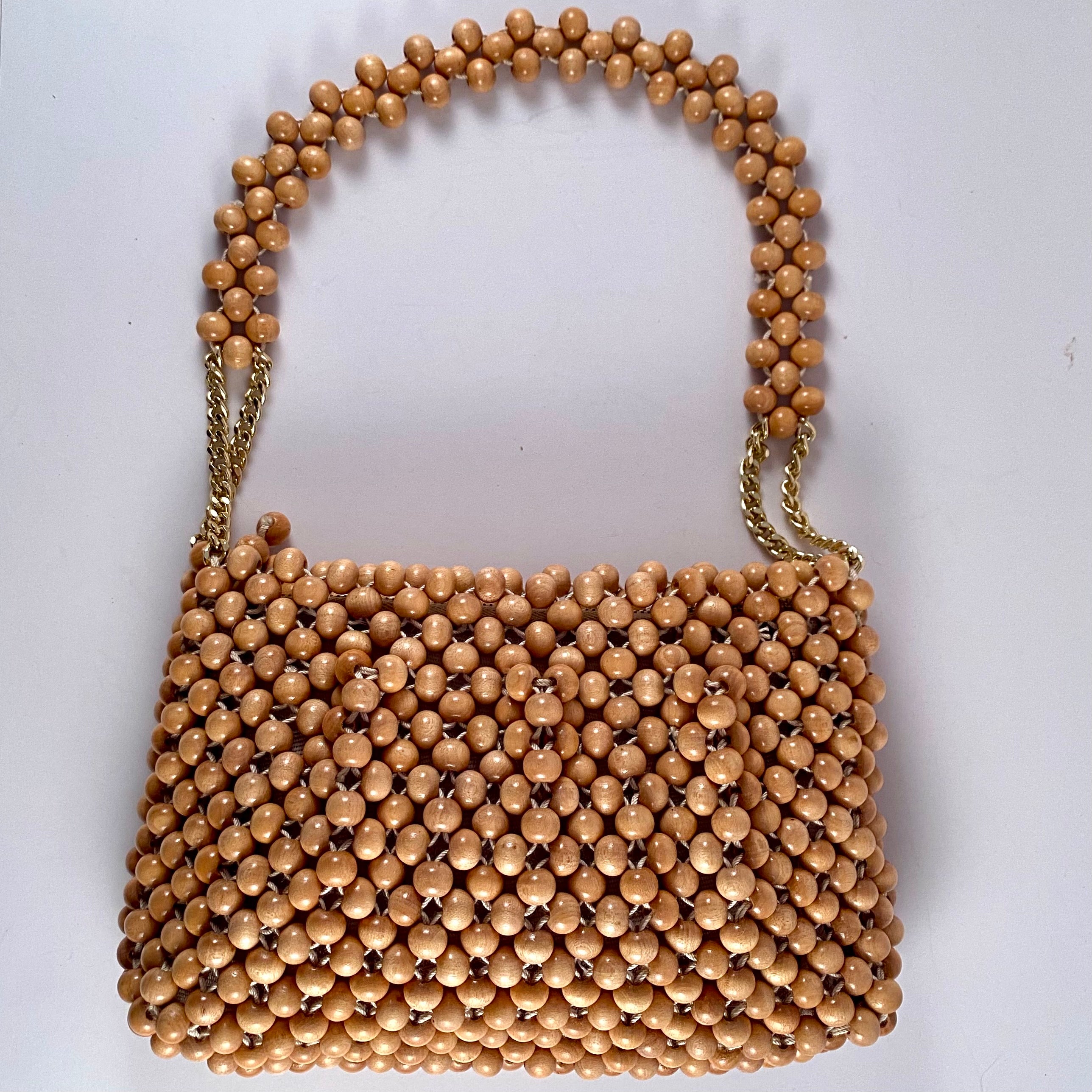 Wooden Beaded Purse With Chain and Wood Bead Strap Zip Closure Vintage  Handbags Ltd. Made in Japan Vintage Brown Wood Beads Purse Vintage - Etsy