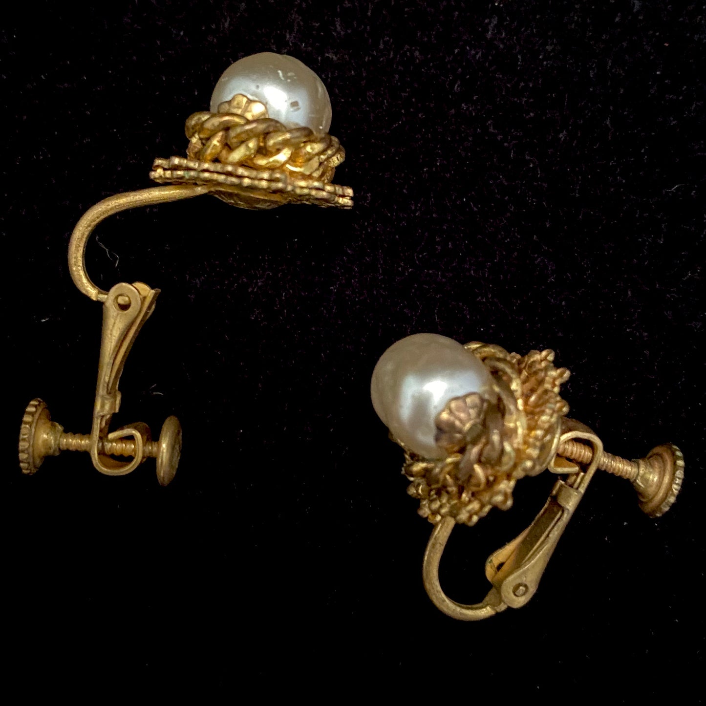 1950s Miriam Haskell Faux Pearl Earrings