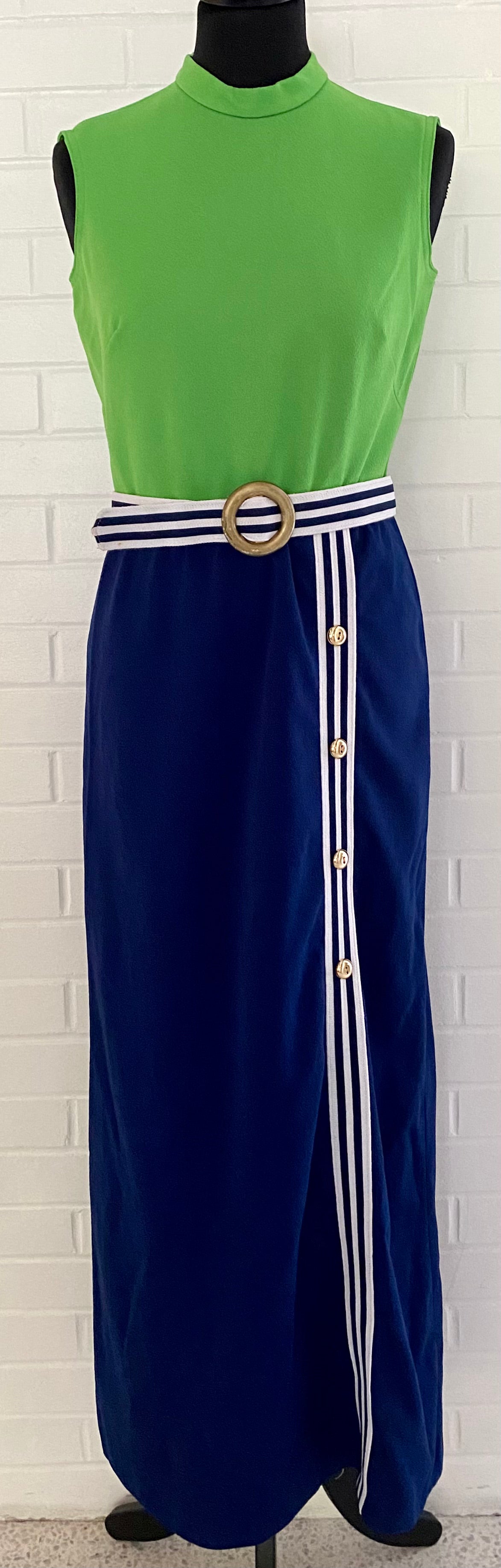 1960s Beeline Belted Maxi Dress