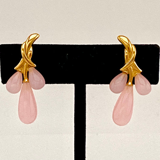 1980s Trifari Pink Lucite Earrings