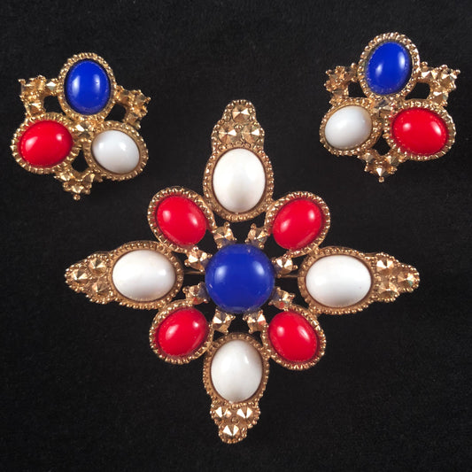 1972 Sarah Coventry Americana Brooch & Earrings - Retro Kandy Vintage