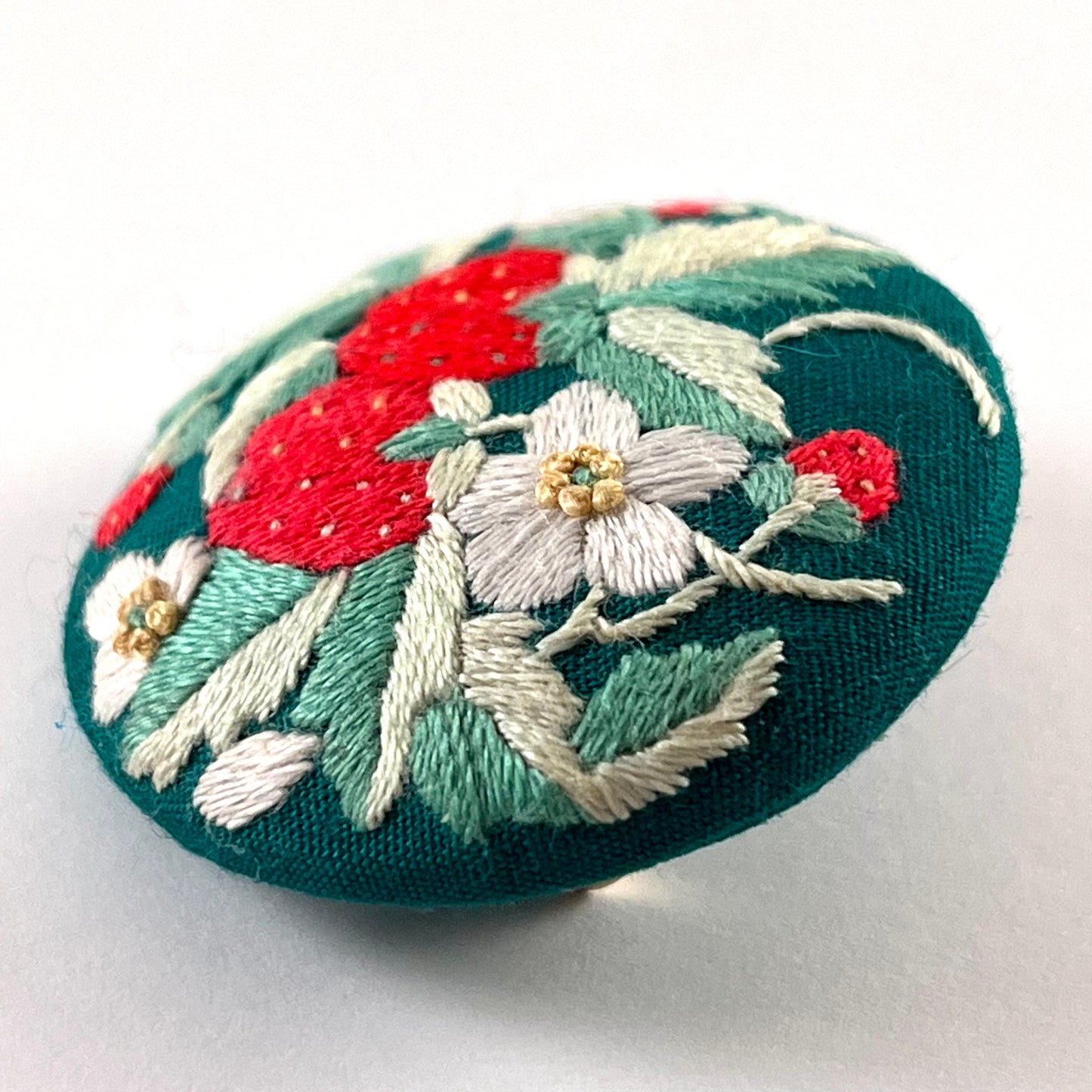 70s/80s Embroidered Strawberry Pin
