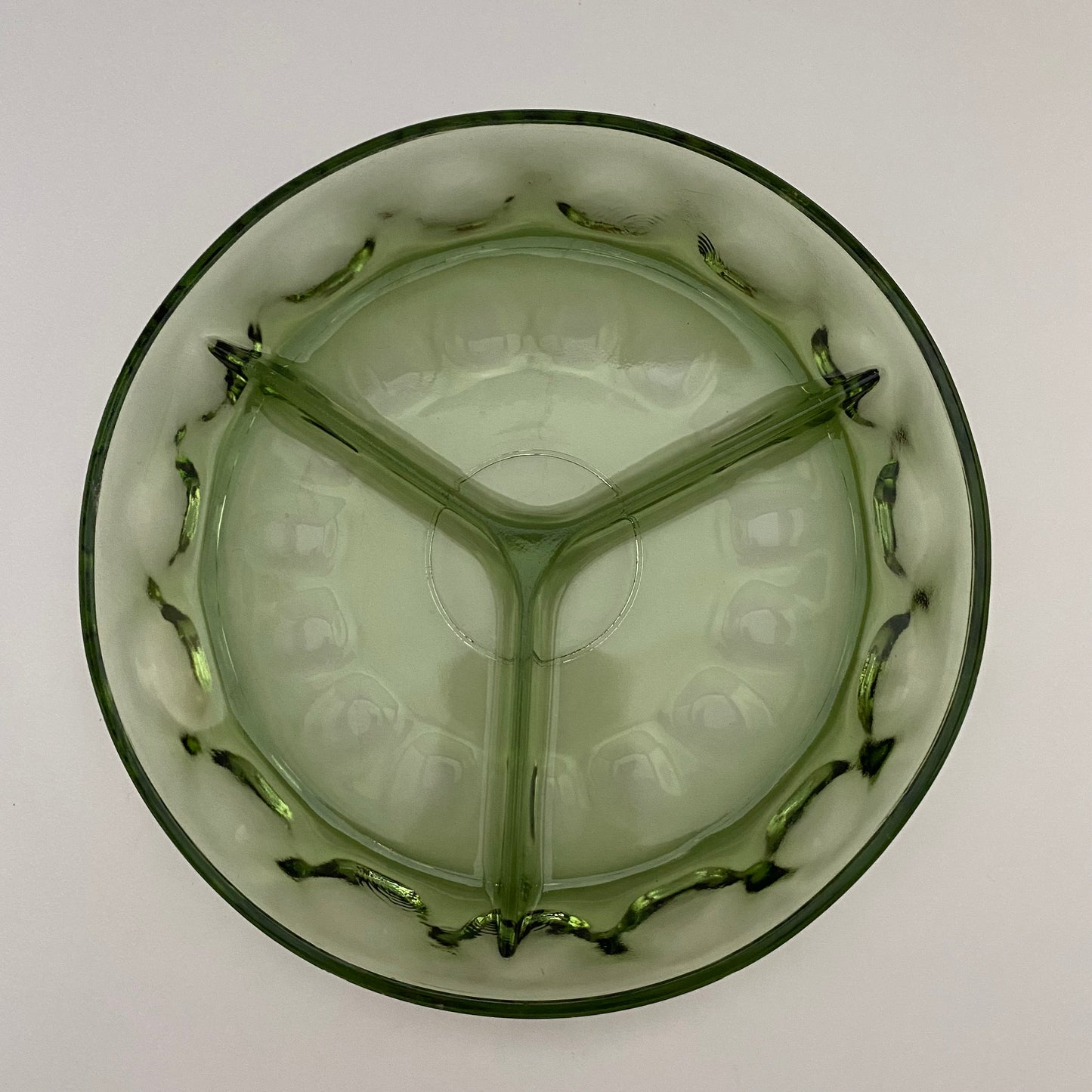 Late 60s/ Early 70s Green Glass Divided Dish
