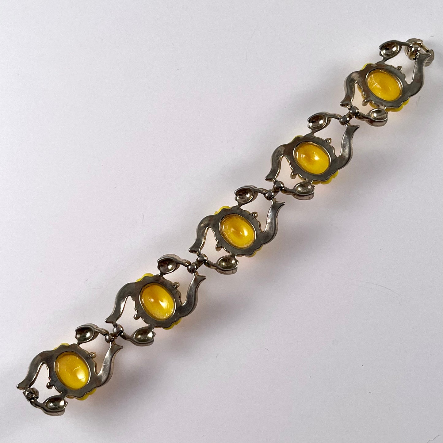 1960s Yellow Thermoset Flowered Bracelet