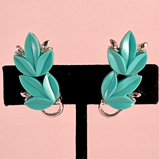 Late 50s/ Early 60s Turquoise Thermoset Earrings