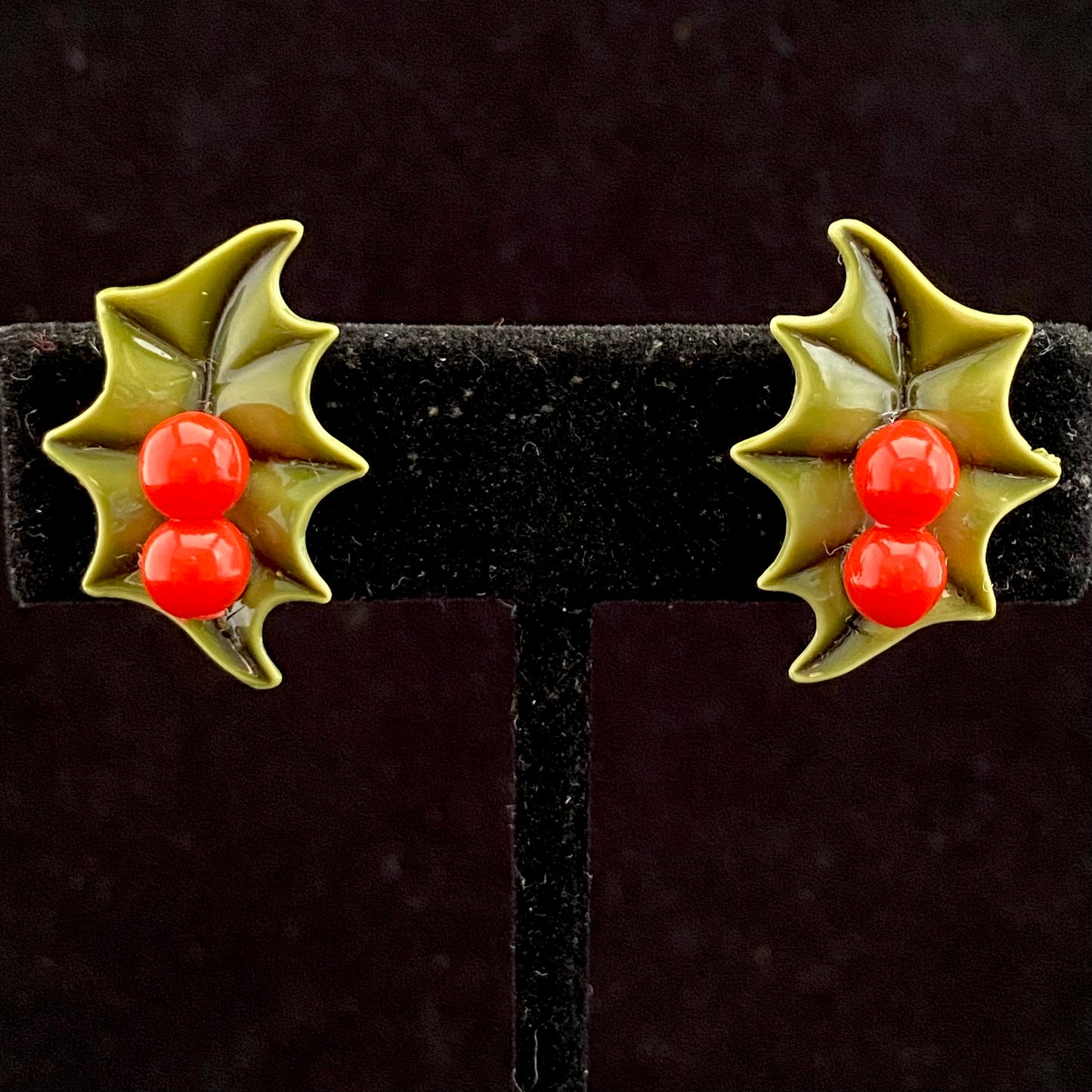 Late 50s/ Early 60s Holly Earrings