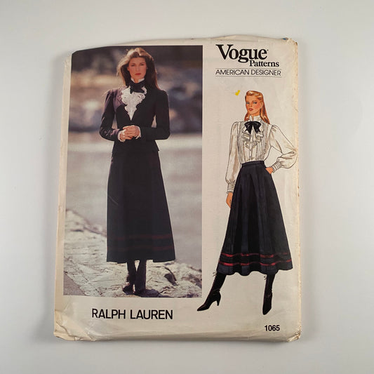 1980s Vogue Pattern 1065, American Designer Ralph Lauren-Uncut