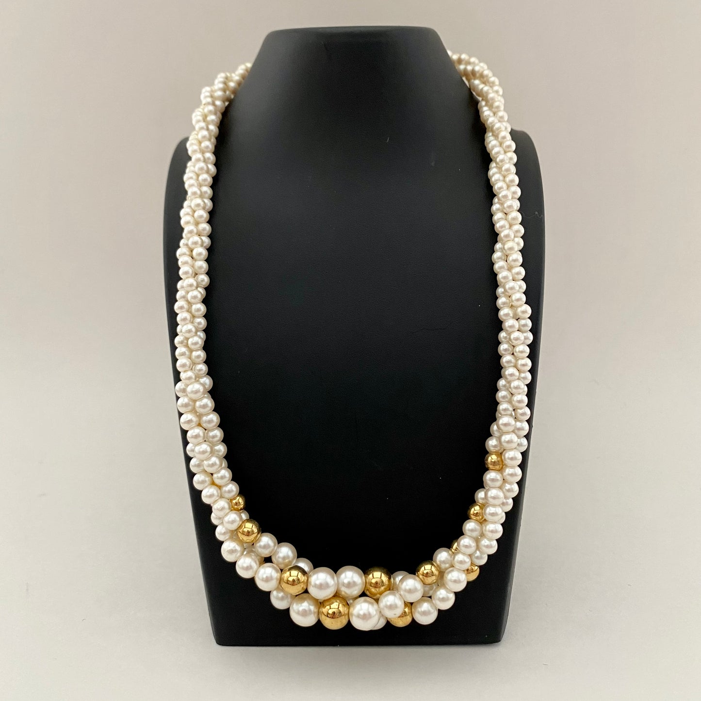 1980s Napier Pearl & Gold Necklace