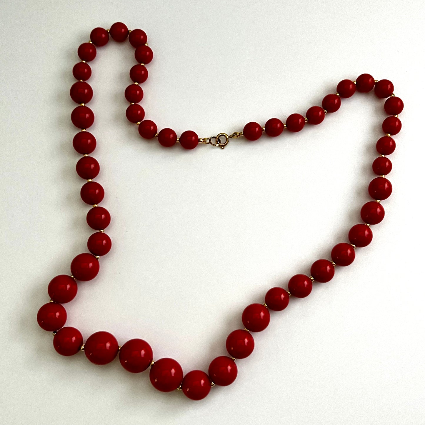 1980s Red Bead Necklace