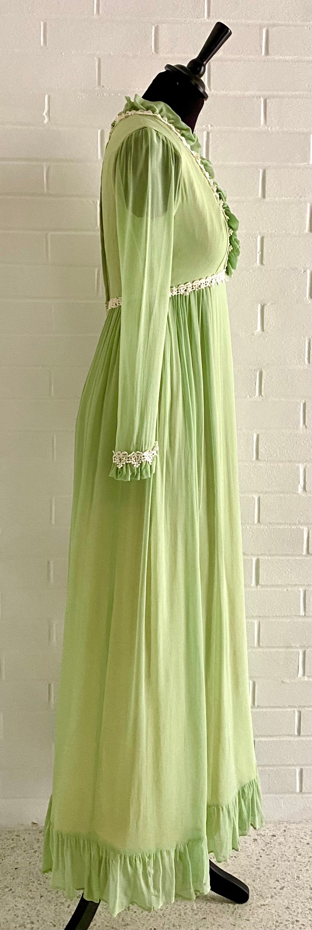 1960s Light Green Chiffon & Taffeta Maxi Dress 1960s Light Green Chiffon & Taffeta Maxi Dress