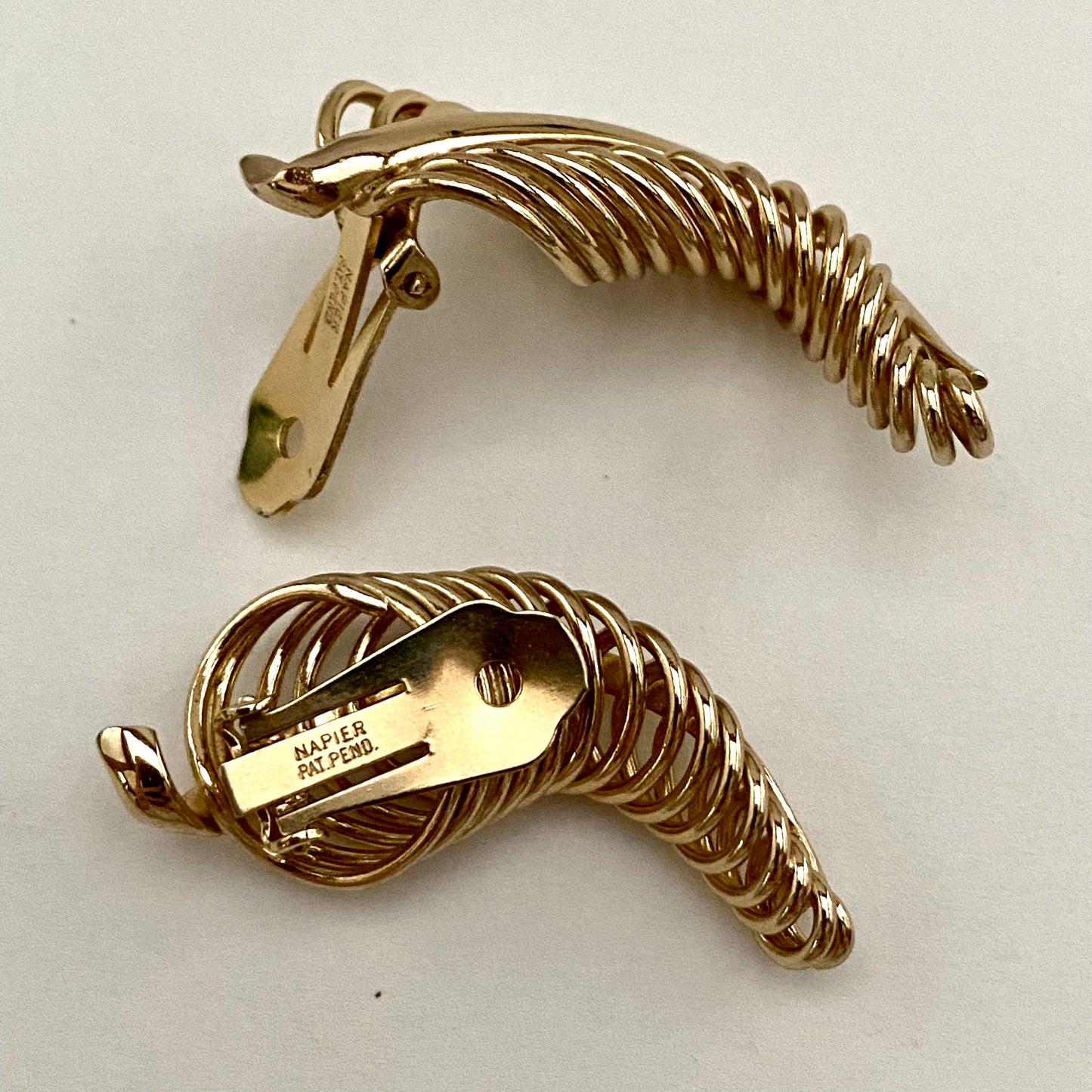1950s Napier Golden Coil Brooch & Earrings