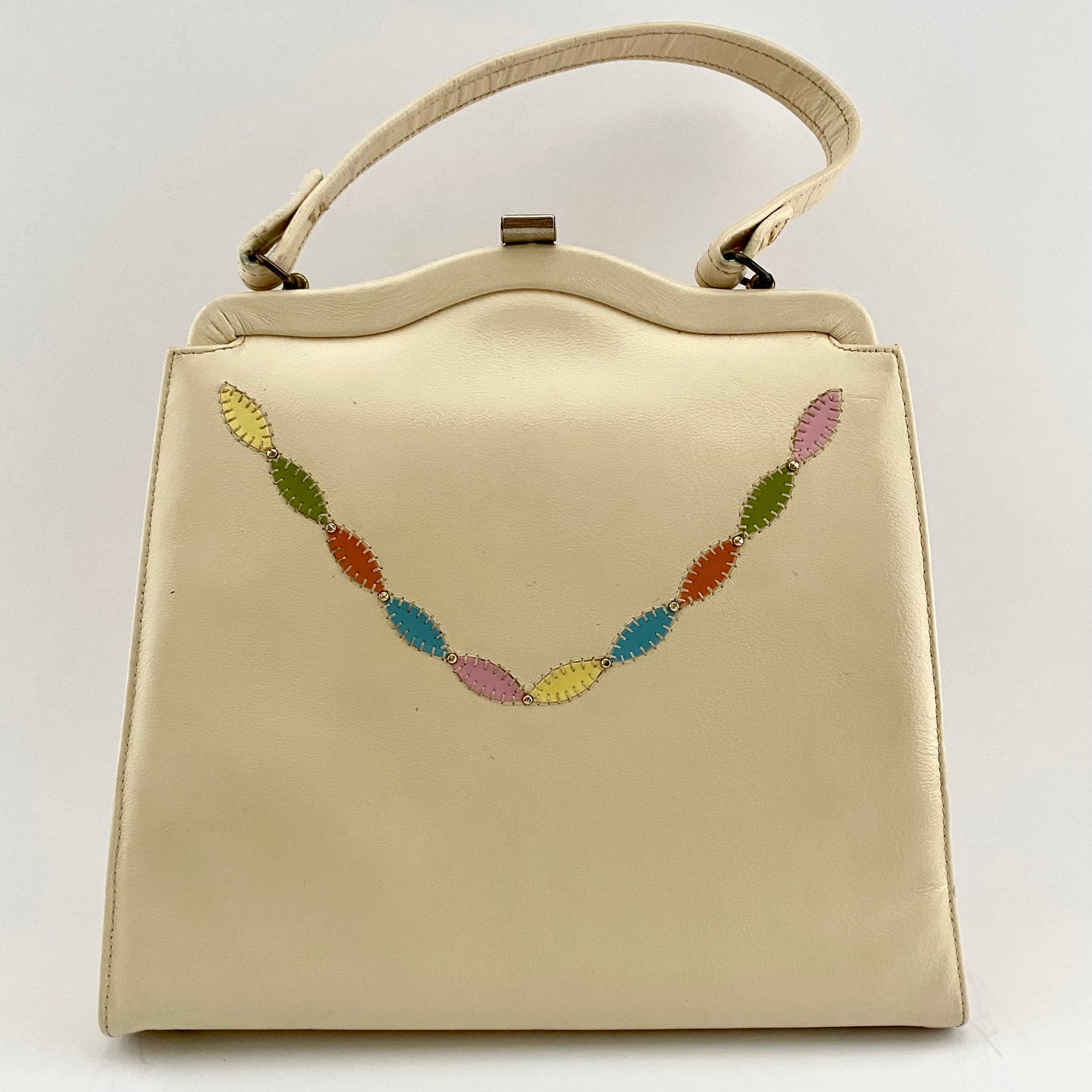 1950s Ivory Stylized Kelly Handbag