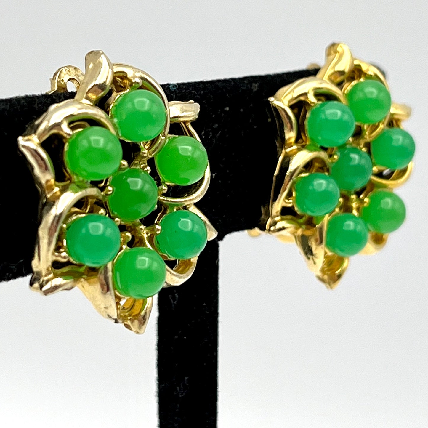 1960s Celebrity Green & Gold Earrings