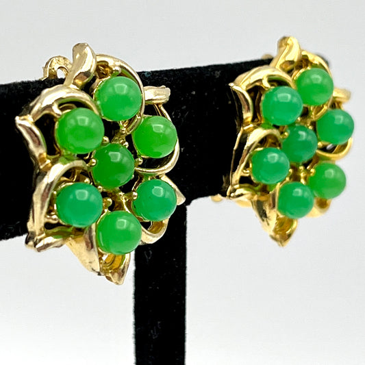 1960s Celebrity Green & Gold Earrings