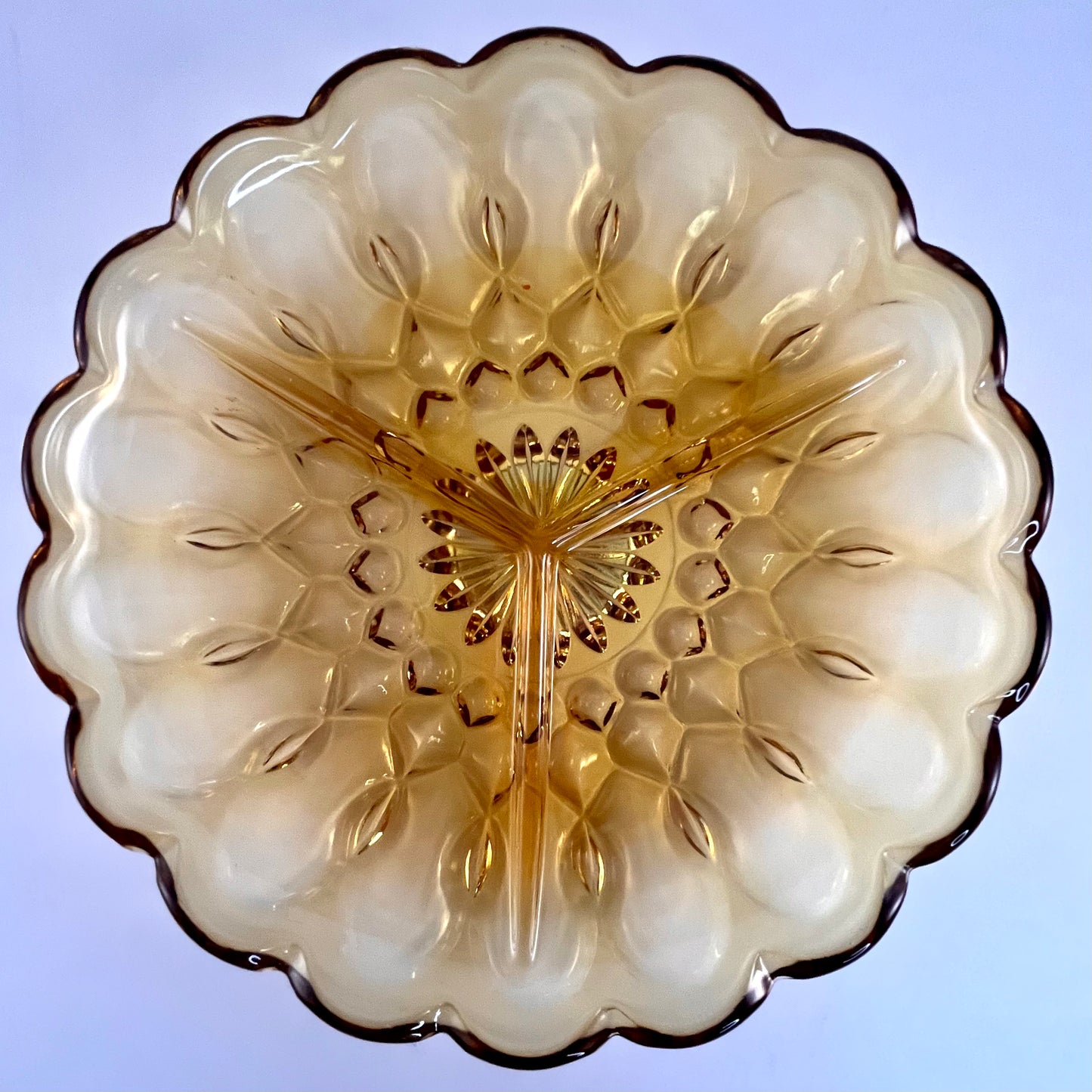 1970s Amber Glass Divided Dish