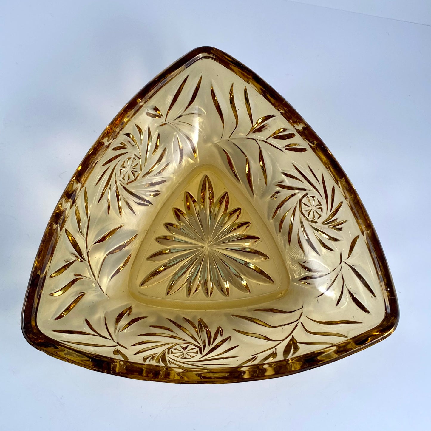 1970s Honey Amber Glass Dish