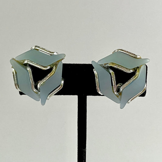 Late 50s/ Early 60s Blue Lucite Earrings
