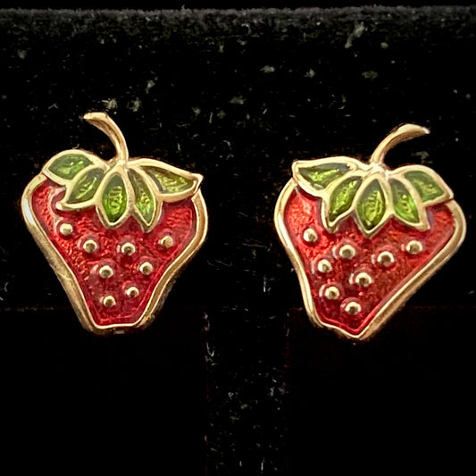 1979 Avon Glazed Strawberries Earrings - Retro Kandy Vintage