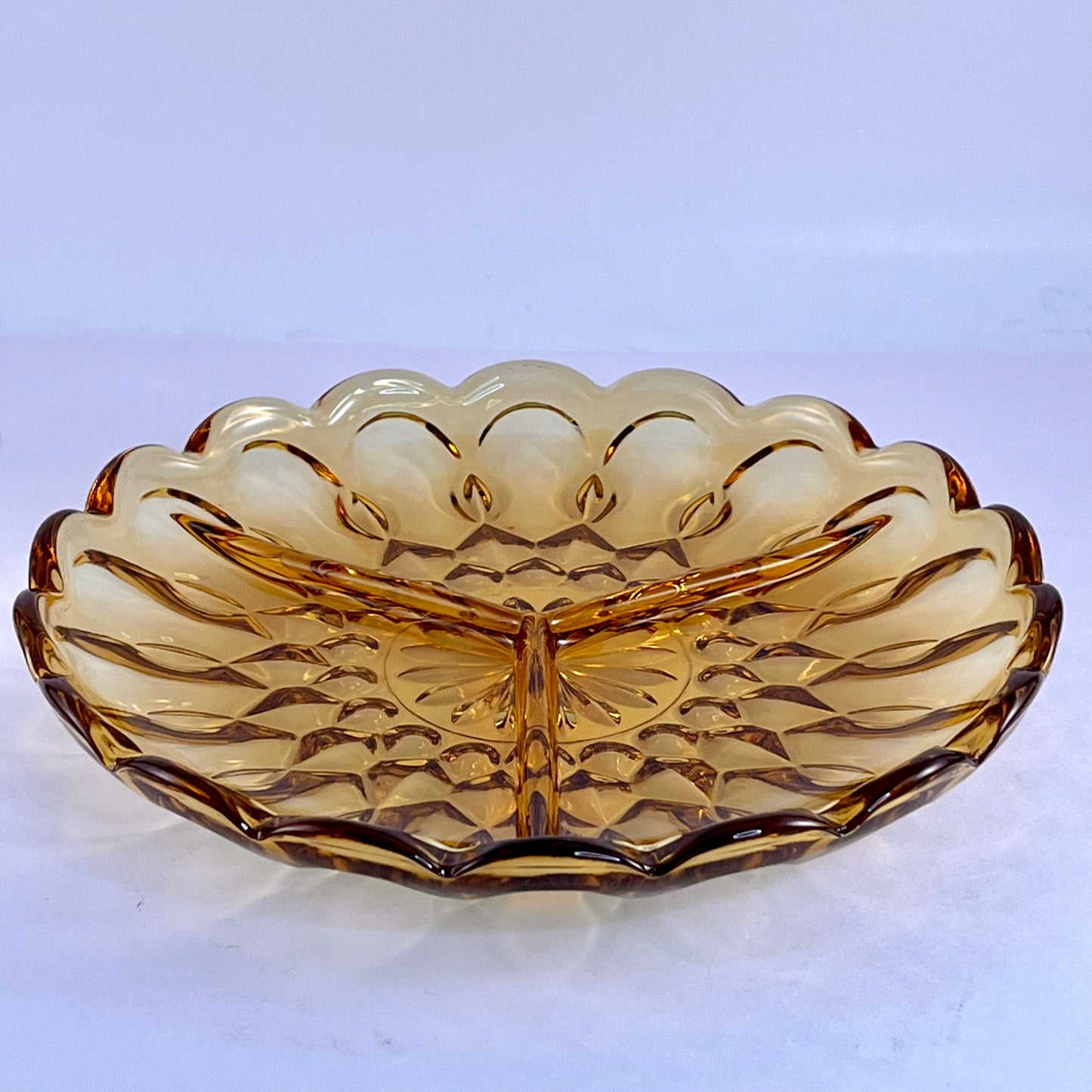 1970s Amber Glass Divided Dish