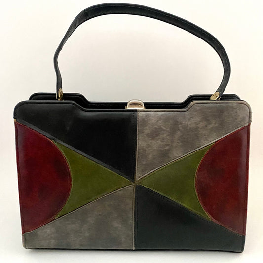 1960s Faux Leather Patchwork Handbag