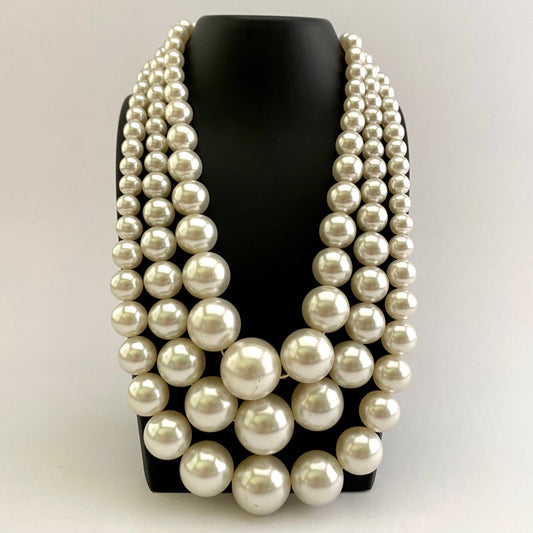 1960s Japan 3 Strand Bead Necklace