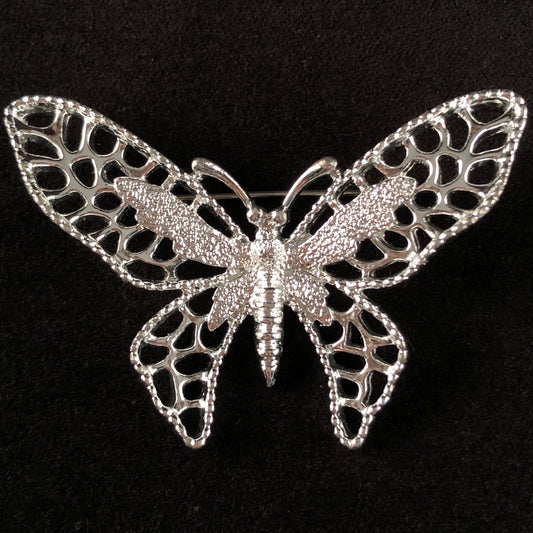 1971 Sarah Coventry Madam Butterfly Silver Brooch - Retro Kandy Vintage