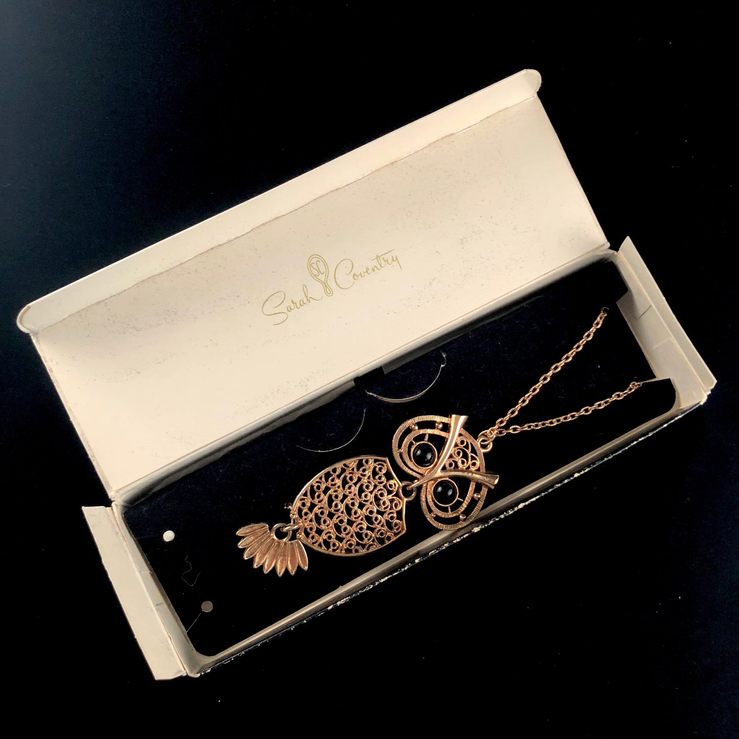 1974 Sarah Coventry Nite-Owl Necklace - Retro Kandy Vintage