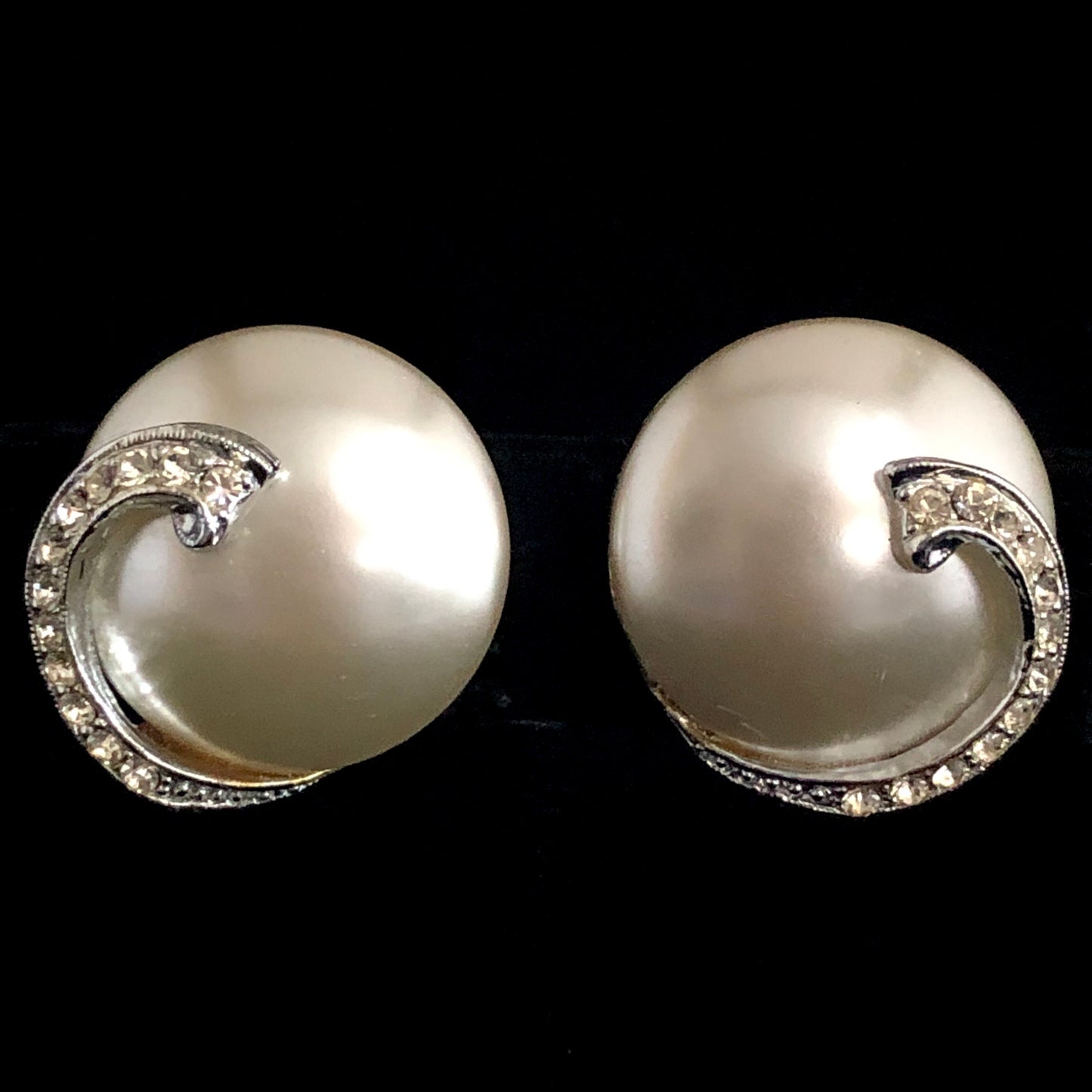 1960s Tara Pearl & Rhinestone Earrings - Retro Kandy Vintage